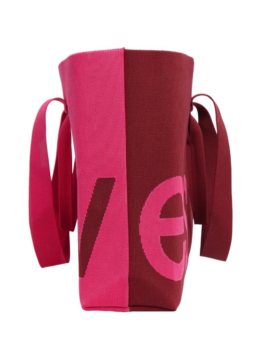 Curves Two-Tone Knit Tote (Merlot/Rose)